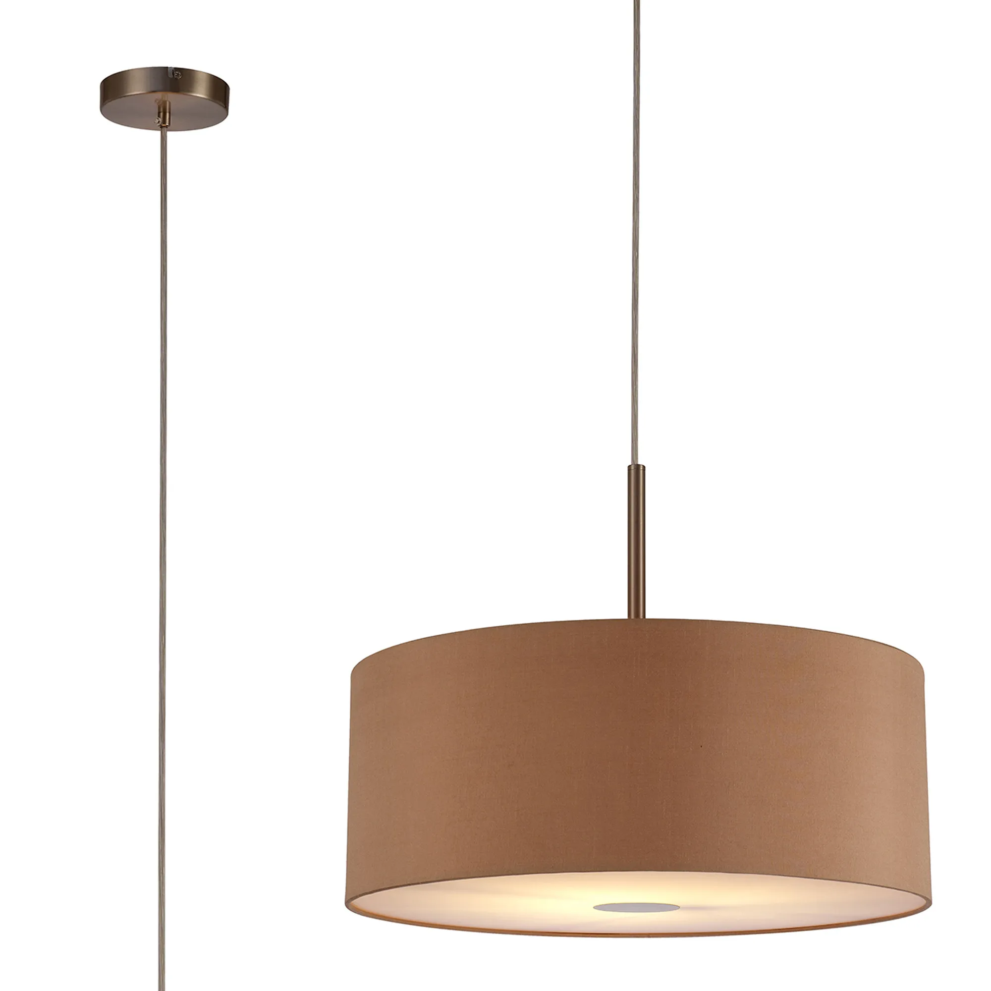 Baymont 50cm Pendant 1 Light Satin Nickel, Antique Gold/Ruby, Frosted Diffuser DK0308  Deco Baymont SN AG